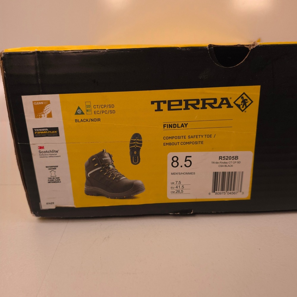 Terra Findlay Mens 8.5 Black Waterproof Composite Safety Toe Work Boots R5205B